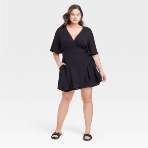 Ava & Viv Black Tie Waist Romper Plus Size 4X